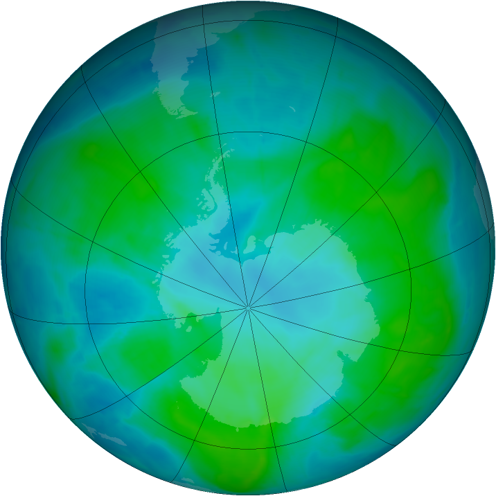 Antarctic ozone map for 24 January 2015